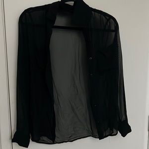 Black sheer mesh blouse